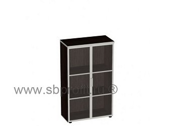 Стеллаж  широкий средний со стеклом в алюм. раме