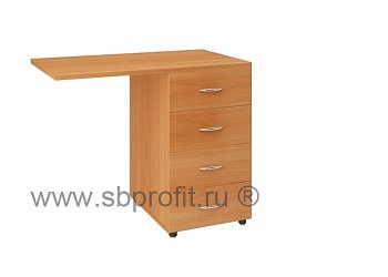Тумба офисная приставная, 4 ящика +топСТП7