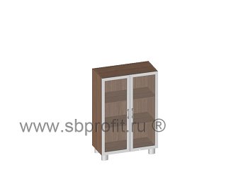 Шкаф широкий средний со стеклом в алюм. рамке (без топа)