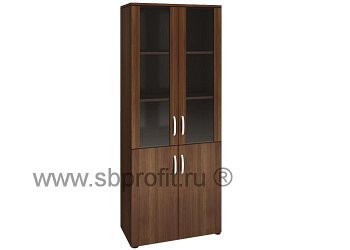 Шкаф широкий высокий комбин. 4 (двери МДФ+стекло в МДФ)