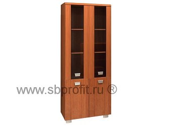 Шкаф широкий высокий комбинир. 4 (двери МДФ+ стекло в рамке МДФ)