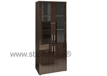 Шкаф широкий высокий комбин. 4 (двери МДФ+стекло в МДФ)