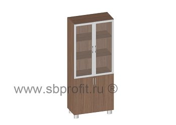 Шкаф книжный широкий со стеклом в алюм.рамке (без топа)