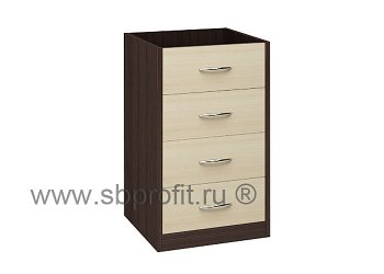 Тумба офисная приставная, 4 ящика, (без топа)