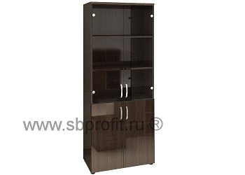 Шкаф широкий высокий комбин. 2 (двери МДФ+стекло)