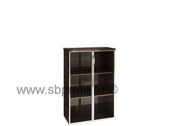 Шкаф широкий средний (двери стекло в алюм рамке)