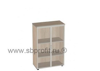 Стеллаж  широкий средний со стеклом в алюм. раме