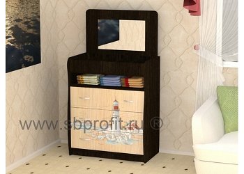 Комод с зеркалом  3 ящика + ниша + шкатулка с зеркалом