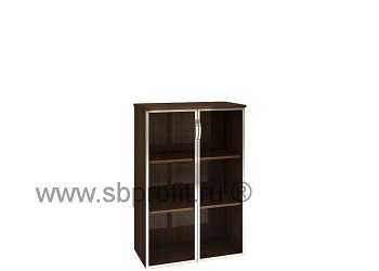 Шкаф широкий средний (двери стекло в алюм рамке)