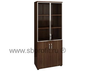 Шкаф широкий высокий комбин. 3 (двери МДФ+стекло в алюм)