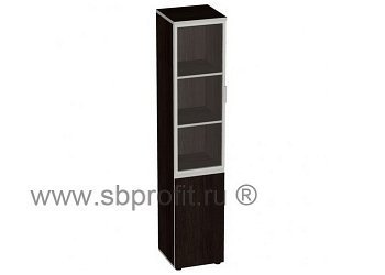 Стеллаж узкий высокий со стеклом в алюм. Раме