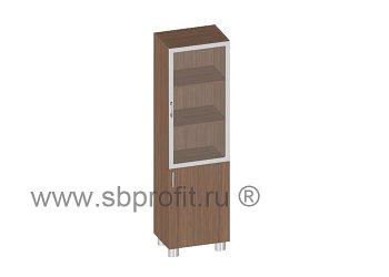 Шкаф книжный узкий со стеклом в алюм.рамке (без топа)