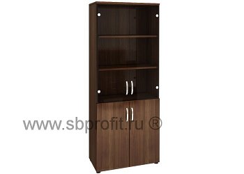 Шкаф широкий высокий комбин. 2 (двери МДФ+стекло)