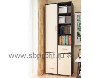 Шкаф распашной с полками и ящиками