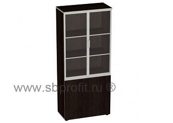 Стеллаж широкий высокий со стеклом в алюм. Раме