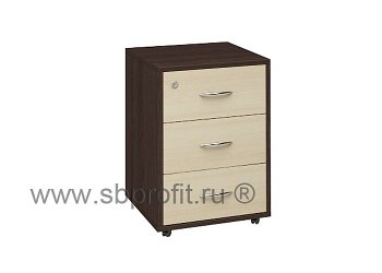 Тумба офисная подкатная, 3 ящика с замком