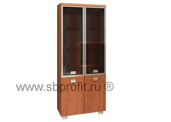 Шкаф широкий высокий комбинир. 3 (двери МДФ+ стекло в алюм рамке)